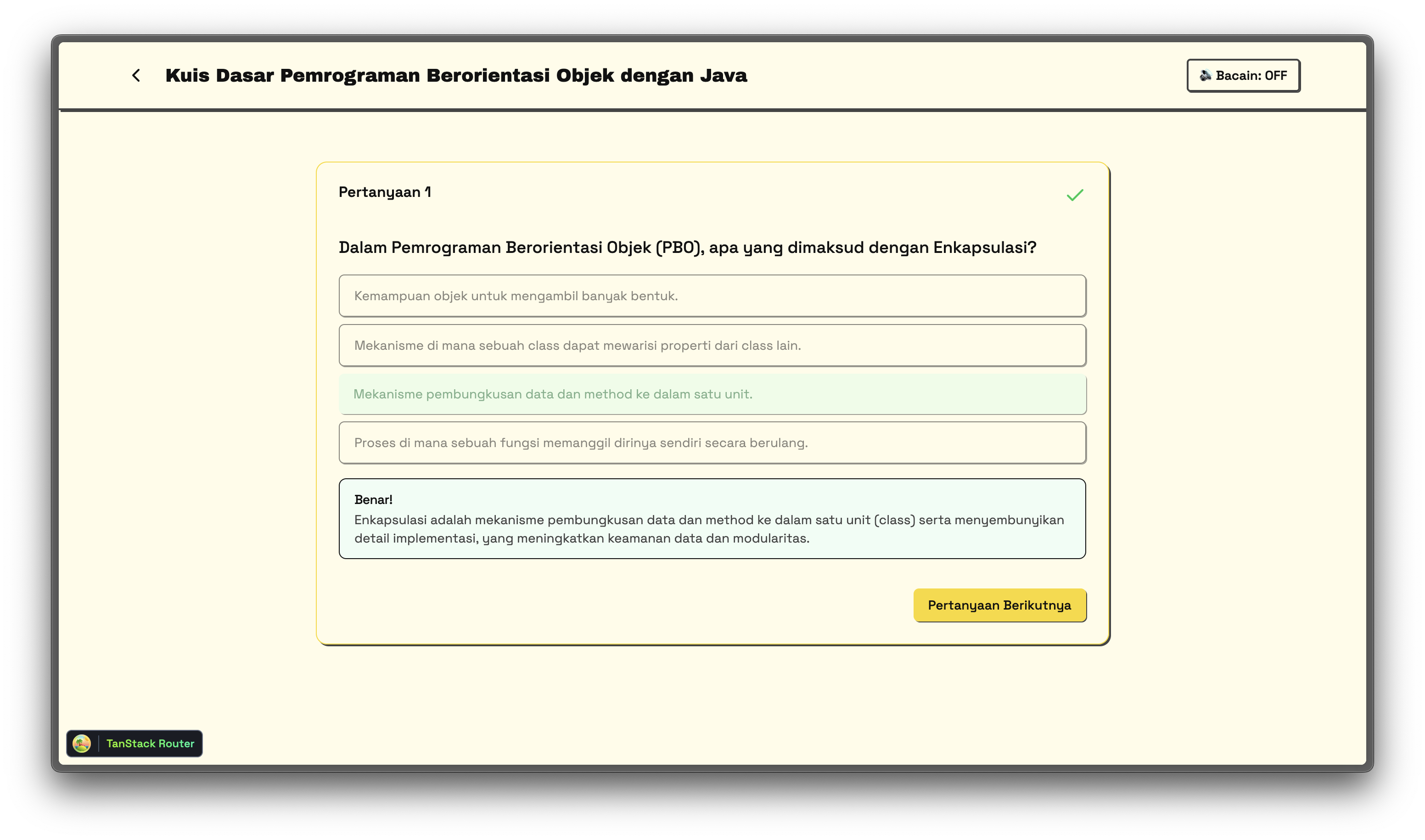 Instant feedback